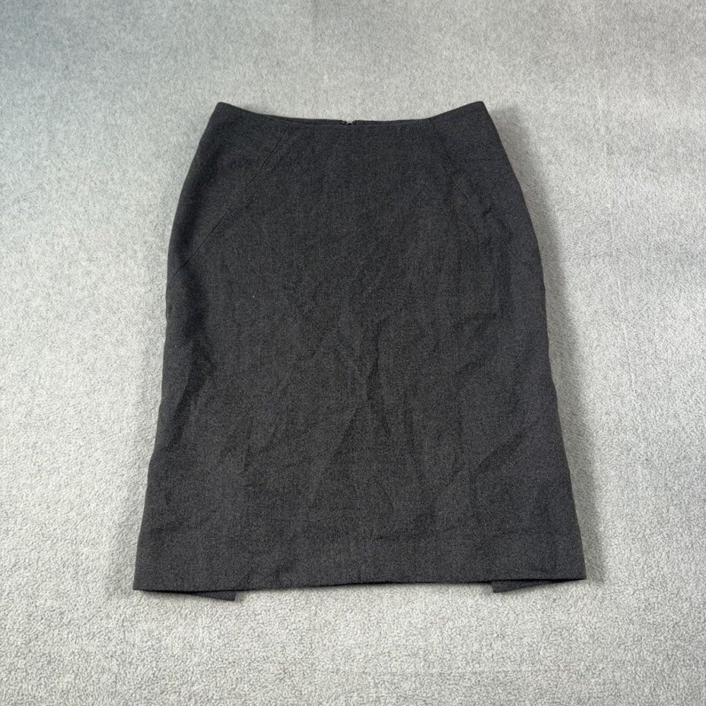 Theory Pencil Skirt Womens X0 Gray Solid Wool Blend Golda Professional Slim